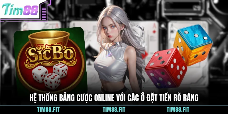 Hệ thống bảng cược online với các ô đặt tiền rõ ràng